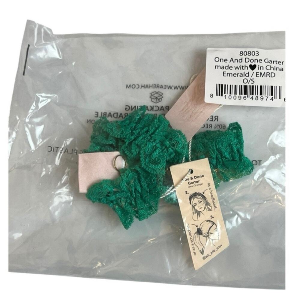 We are HAH / Free People NWT One And Done Garter Emerald Green Lace Lingerie - Picture 5 of 5